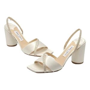 NEW! Jimmy Choo Plum Satin & Glitter Slingback Sandals Size 39